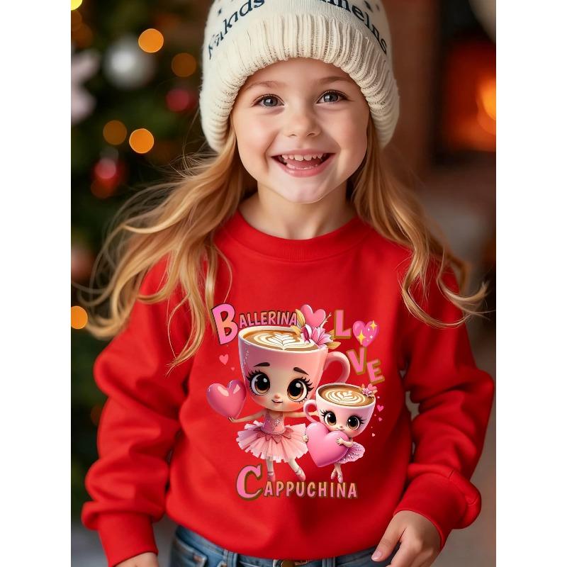 Valentine s Day Girls  Autumn/Winter Fashion -Lined Sweatshirt BALLERINA LOVE CAPPUCHINA Cappuccino Ballerina Performer 110 красный
