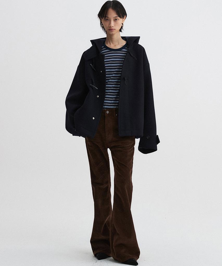 Diaeneseualumeon Embossed Washed Corduroy Flare Pants Brown