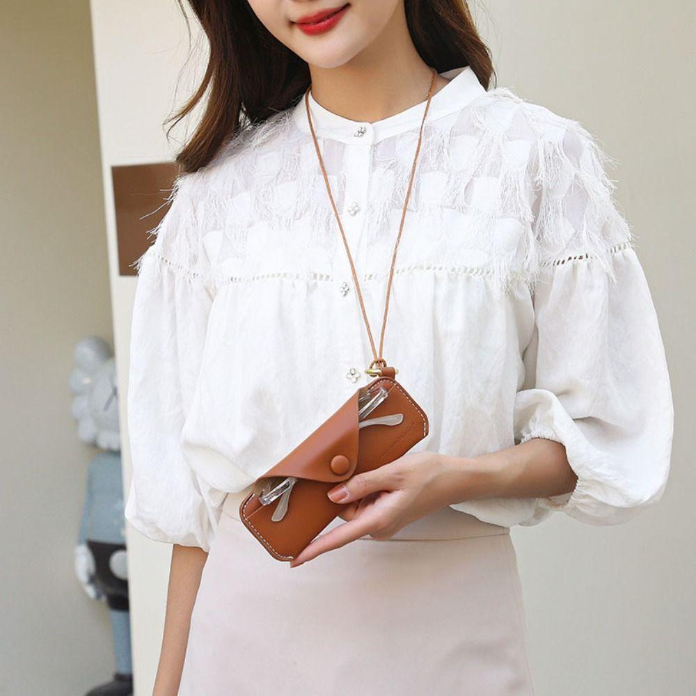 Hanging Neck Glasses Bag PU Leather Sunglasses Bag Fashion Eyeglasses Holder  Gift