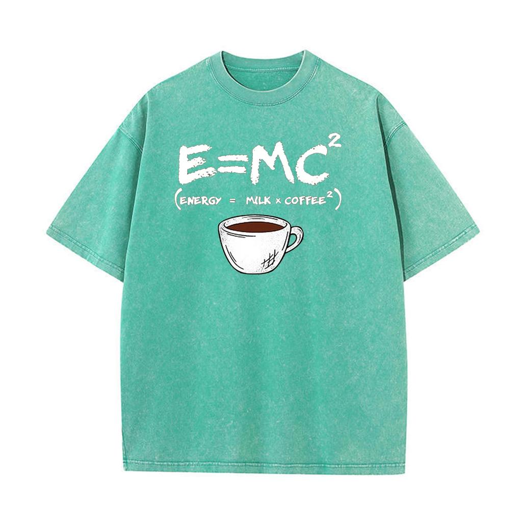 Funny Graphic T-Shirt for Men Energy Milk Coffee Print Cotton Oversized Casual Short Sleeve T-Shirt for Summer Daily