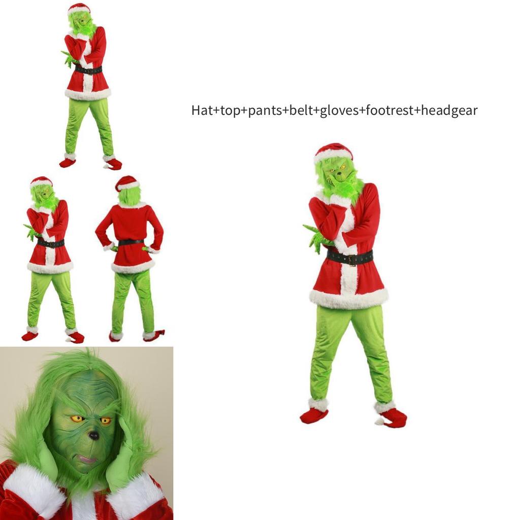 Halloween And Christmas Grinch Stole Christ Cosplay Costume Accessory Set For Party Wear
