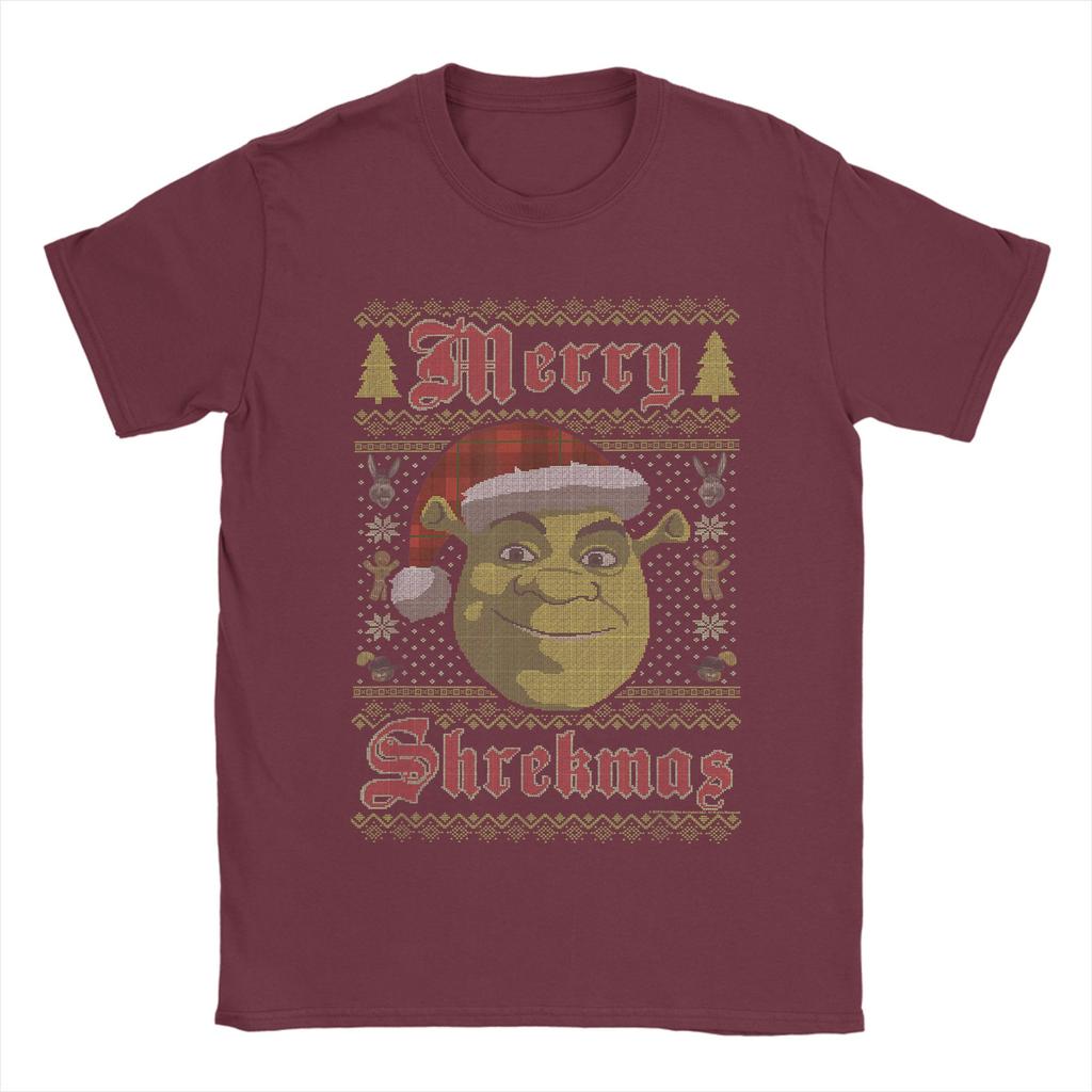 Shrek Merry Shrekmas Unisexs T Shirt Funny Tee Shirt Short Sleeve Crewneck Tshirts 100 Cotton Big Size Clothes