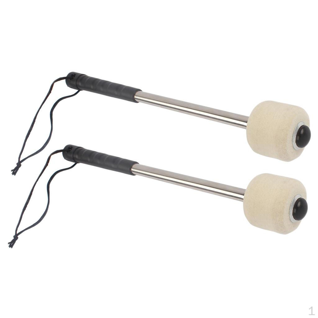 

2PCS Bass Drum Mallet with Wool Felt Head Percussion Accessory