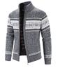 Stylish Men's Zip-Up Sweaters Warm Thick Knitwear with Color Blocking and Casual Design for Autumn and Winter