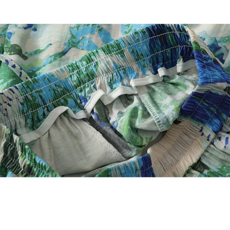 DIMANAF 2026 Summer New Plus Size Women Long Pants Loose Elastic Waist Casual Lady Bottoms Print Floral Beach