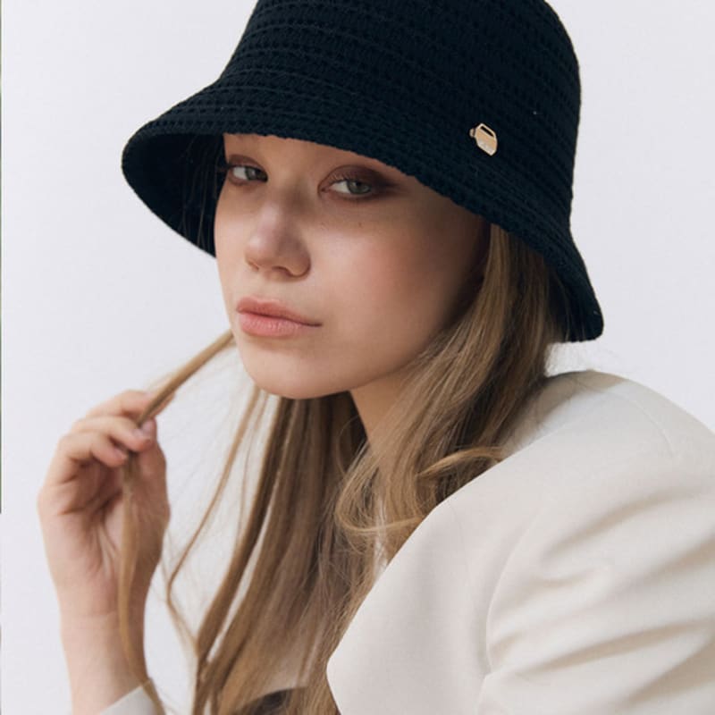 

ACCLET Linen Crochet Knit Hat (Linen Crochet Knit Hat) H027BK black