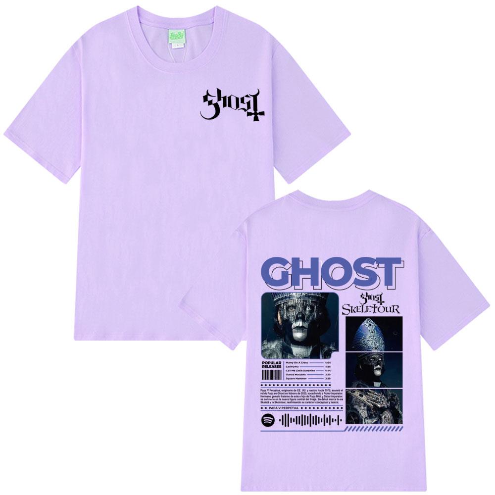 Ghost Skeletour World Tour 2025 Album Vintage Tshirt Men Women Hip-hop T-shirt Short-sleeved Gothic Punk Loose Casual T-shirts