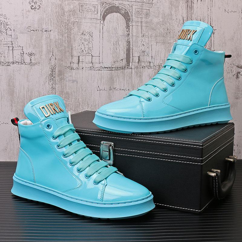 

Новые мужские высокие кроссовки из лакированной кожи, повседневные, на все случаи жизни, мужские слипоны, мокасины, кроссовки для ходьбы, zapatos hombre 38