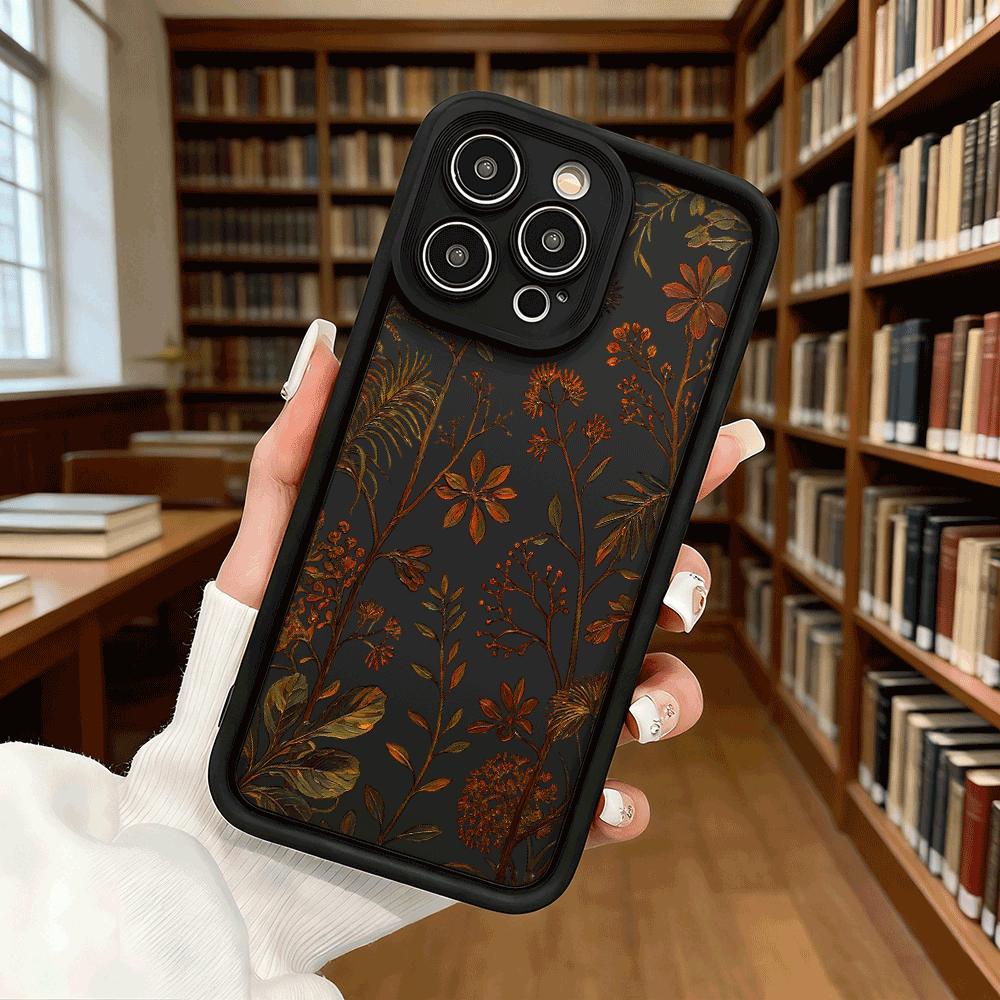 Autumn Botanical Leaves Pattern Phone Case for iPhone 17 16 15 14 13 12 11 Pro Max Plus Anti Scratch, Gel Flexible Protective
