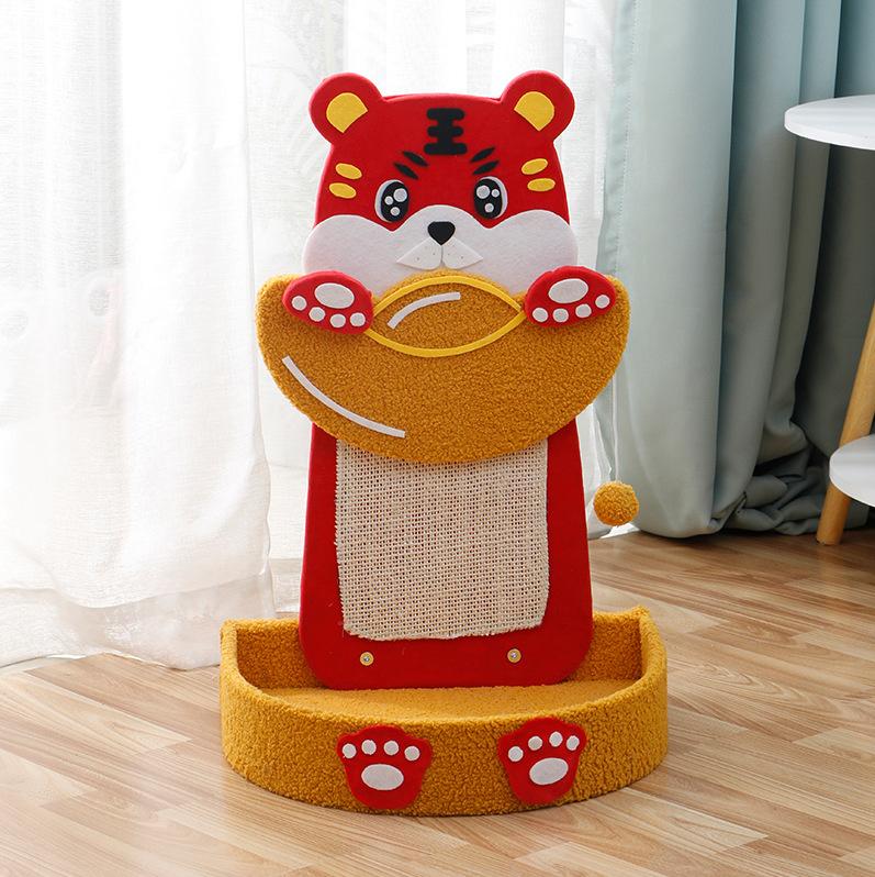Sisal Cat Scratching Post Cute Cartoon Fish Vertical And Horizontal TwoWay Scratcher Bed Durable For Indoor Cats Kittens Home