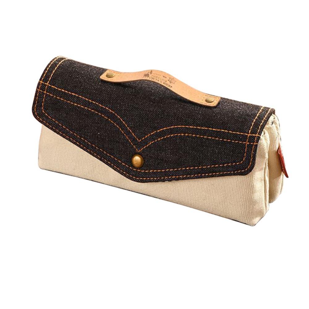 

Denim Pen Bag Double Compartment Pen Box Vintage Stationery Storage Bag Office Supplies чорний