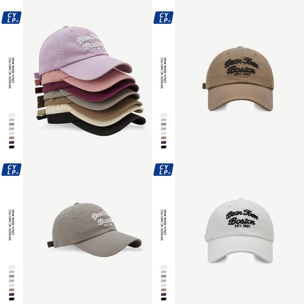 Bean Letter Embroidered Cotton Baseball Hat With Curved Brim For Casual Outdoor Wear