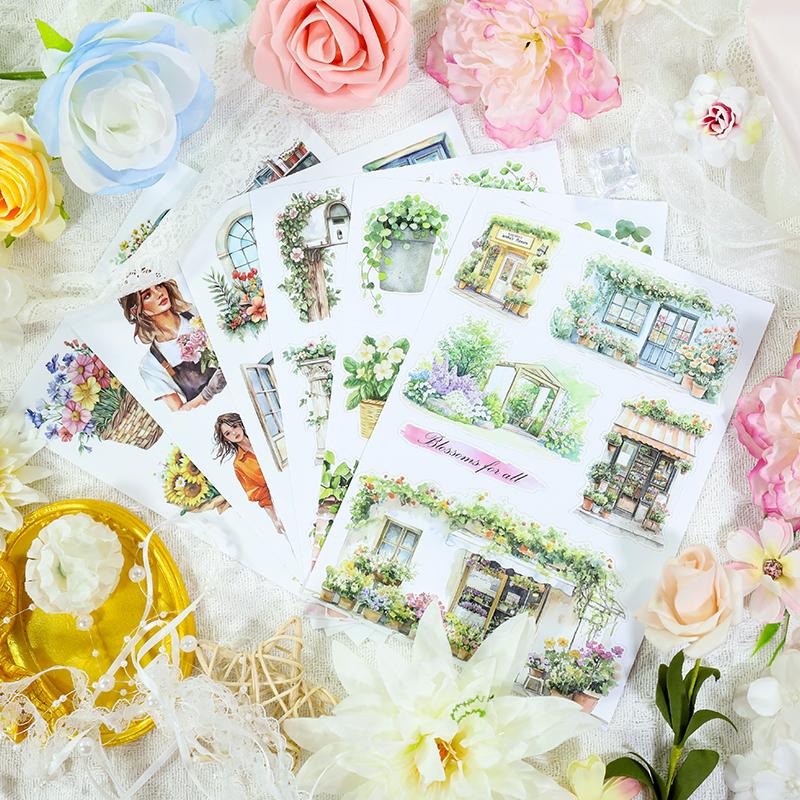 20 Sheets/book Vintage Plant Flower Character Landscape Sticker Book Creative DIY Journal Material Collage Stationery