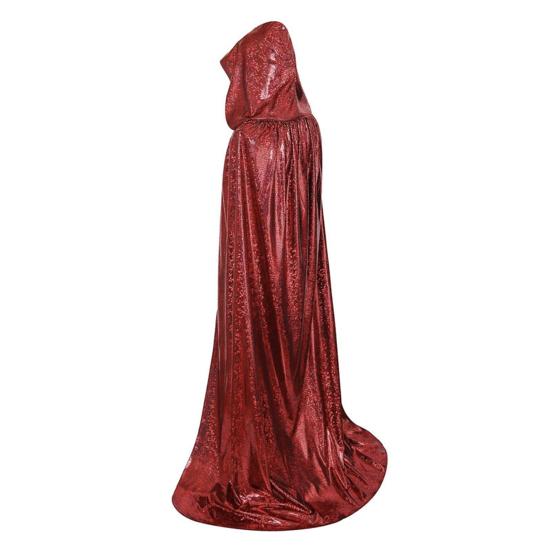 Shiny Hooded Cape Iridescent Cloak Sparkly Full Length Unisex 110cm красный