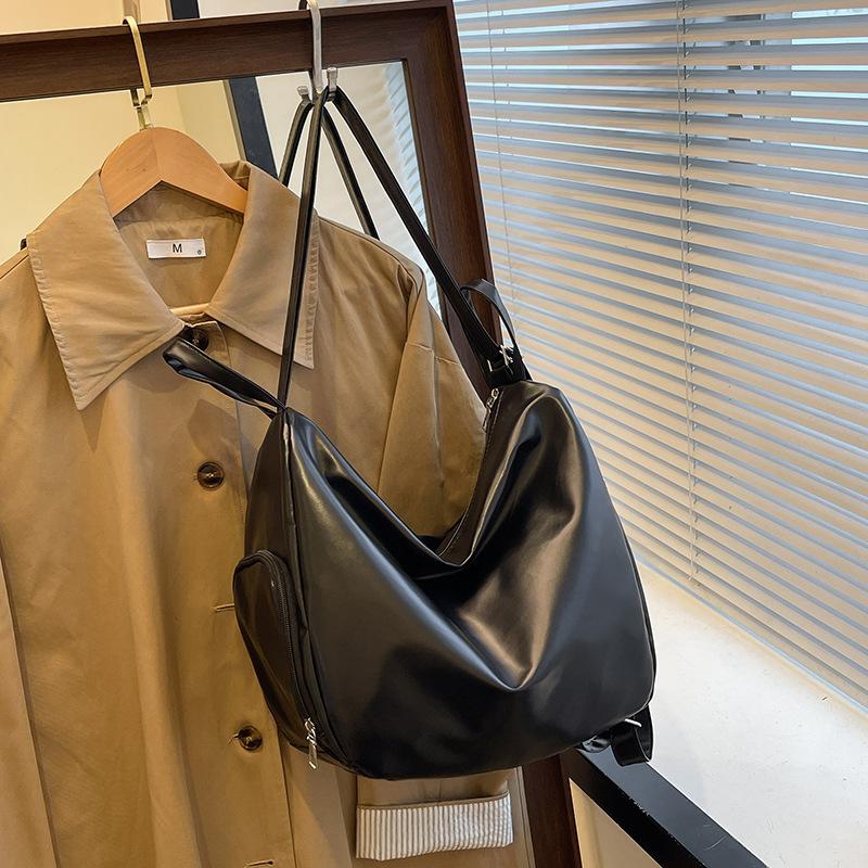 College Student Backpack 2025 Daily Commuter Business Solid Color Junior High School Student School Bag One Shoulder Crossbody Backpack