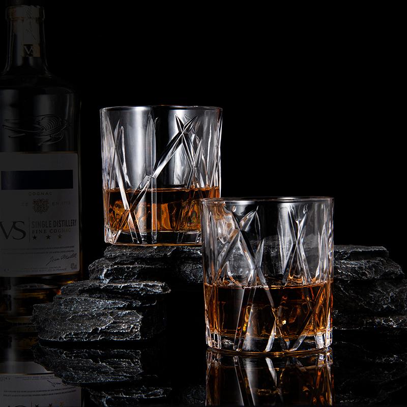 2pcs Set 11.5oz 335ml Vintage Whiskey Glasses Cup Transparent Drinkware Cups for Party Bar Creative Cocktail Mug Liquor Glass