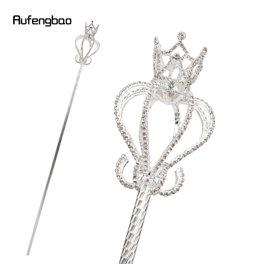 White Alloy Fairy Crown Wands for Girls Princess Wands for Kids Angel Wand for Party Cosplay Costume Wedding Birthday Party 91cm