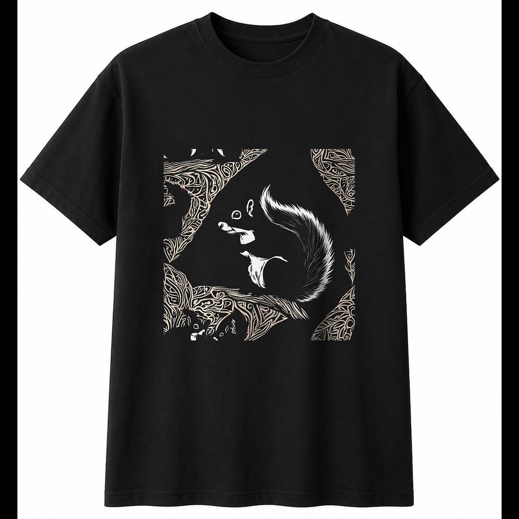 Graphic Red Squirrel Torn Wildlife Mens T-Shirt Black 100% Cotton Wild Animal