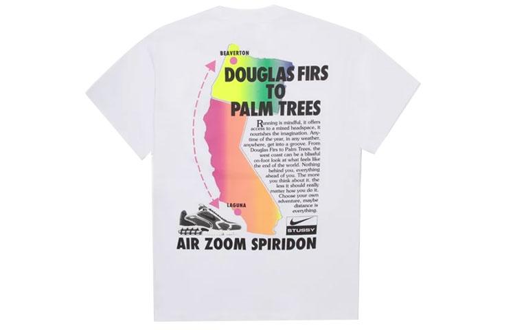 Nike X Stussy Air Zoom Spiridon Douglas Firs To Palm Trees T shirt CU9256-100 S