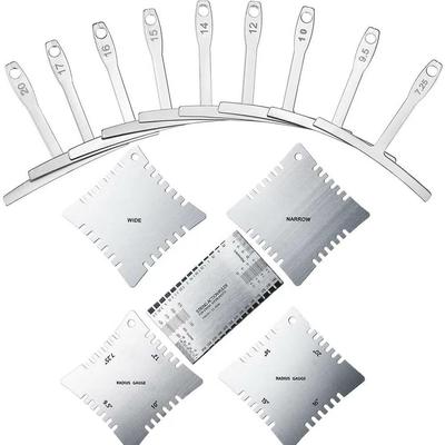 Guitar Luthier Tool Kit Set with 1 PCS String Action Ruler and 9 PCS Understring Radius Gauges and 4 PCS Notched Radius Gauges