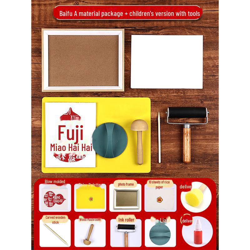 New Year Picture DIY Woodblock Printing Set: Non-Legacy Handmade Template Kit for New Year's Day Activities.