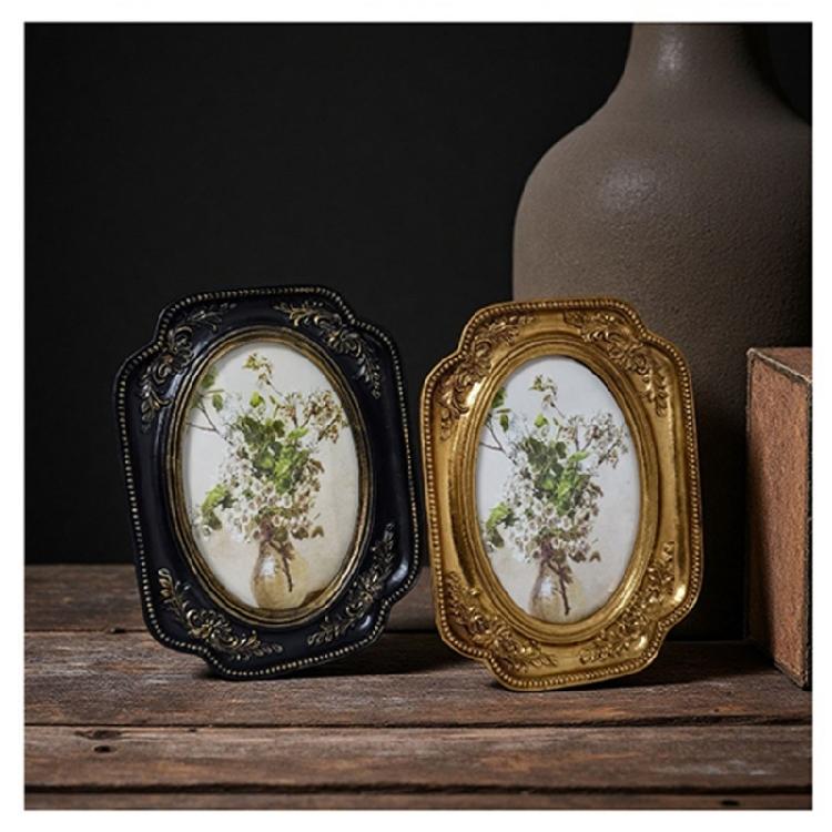 Retro Picture Frame,Decorative Photo Frame Antique Ornate Oval Photo Frame for Tabletop and Wall Display Home Decors