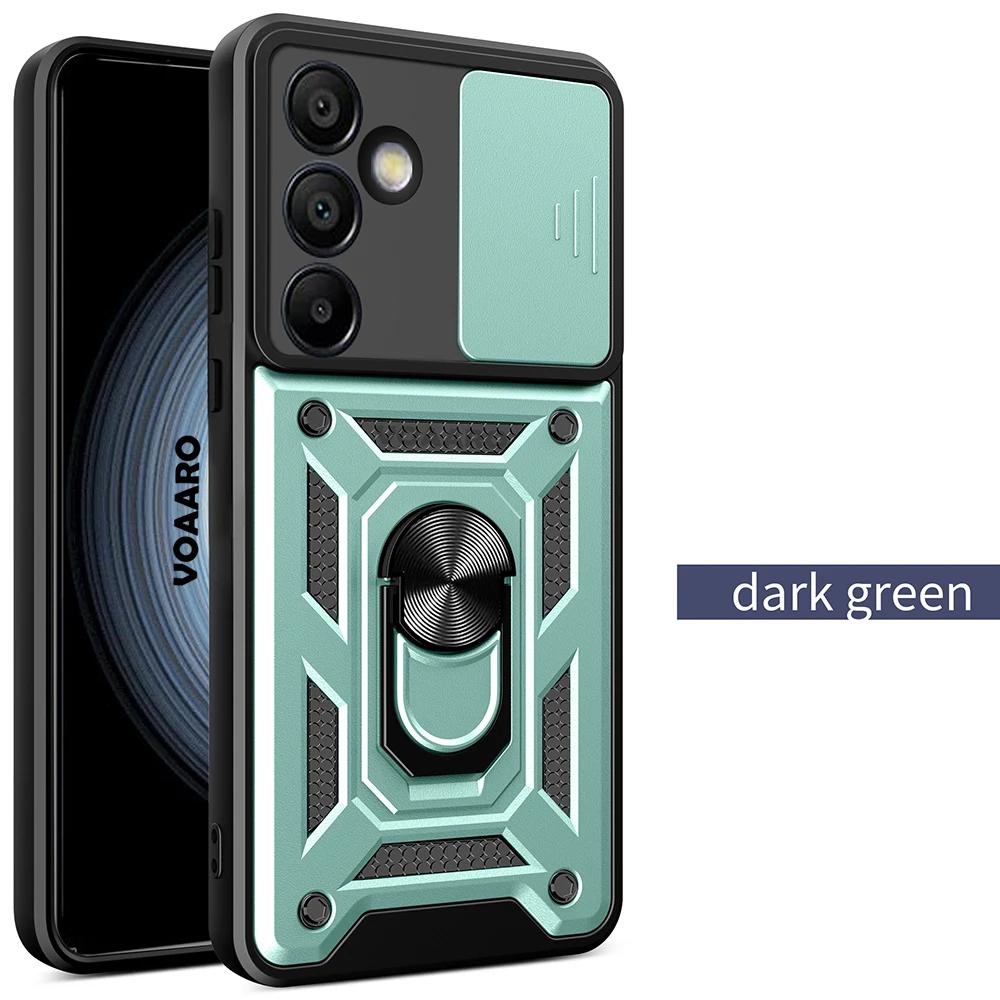 Slide Lens Armor Funda for Samsung Galaxy S24 FE Ultra S23 Plus Ultra M15 F15 M55 A15 A55 A35 5G Case Magnetic Ring Stand Cover