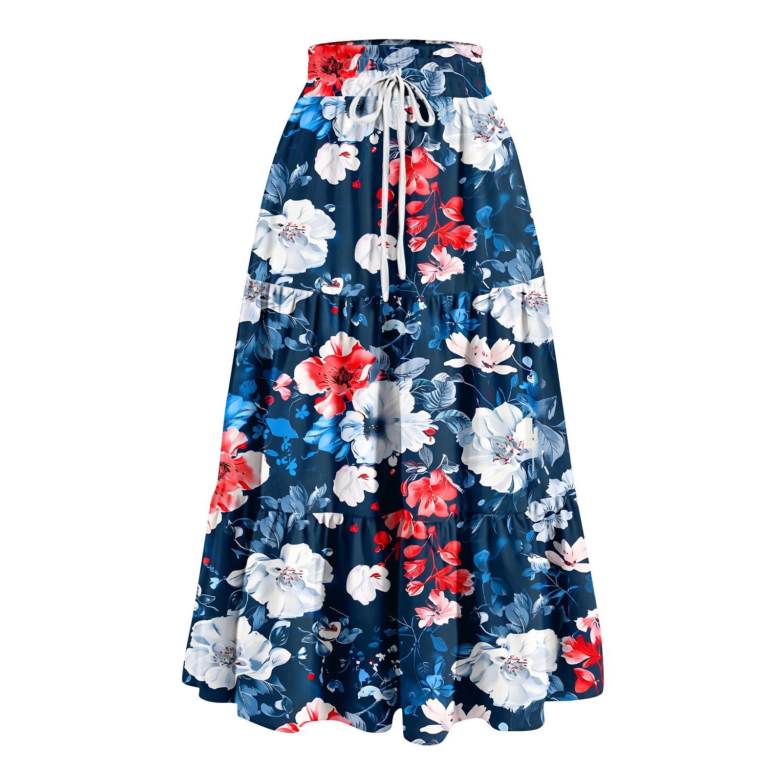 

Женская весенняя повседневная длинная юбка с оборками, однотонная юбка, ретро-юбка в складку XXL темно-синий