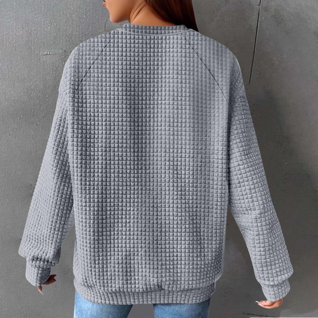 Women's Fashionable Long-sleeved Pullover And Solid-color  Sweatshirt