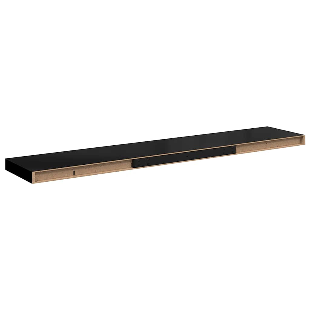 Floating Shelves Set 4 pcs. High Gloss Black 120 x 23.5 x 3.8 cm MDF
