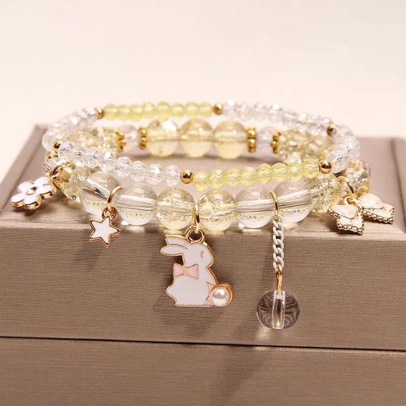 Crystal Bunny Bracelet for Women - Princess Bangle, Best Friend Elastic Band, Ideal Birthday Gift for Sweet Students