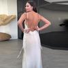 2024 Summer Floral Print Halter Neck Sexy Backless Dress