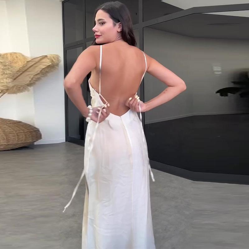 2024 Summer Floral Print Halter Neck Sexy Backless Dress
