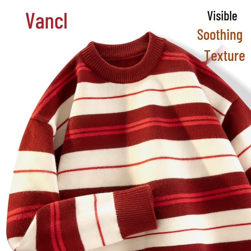 VANCL Men's Relaxed Fit Striped Pullover Sweater