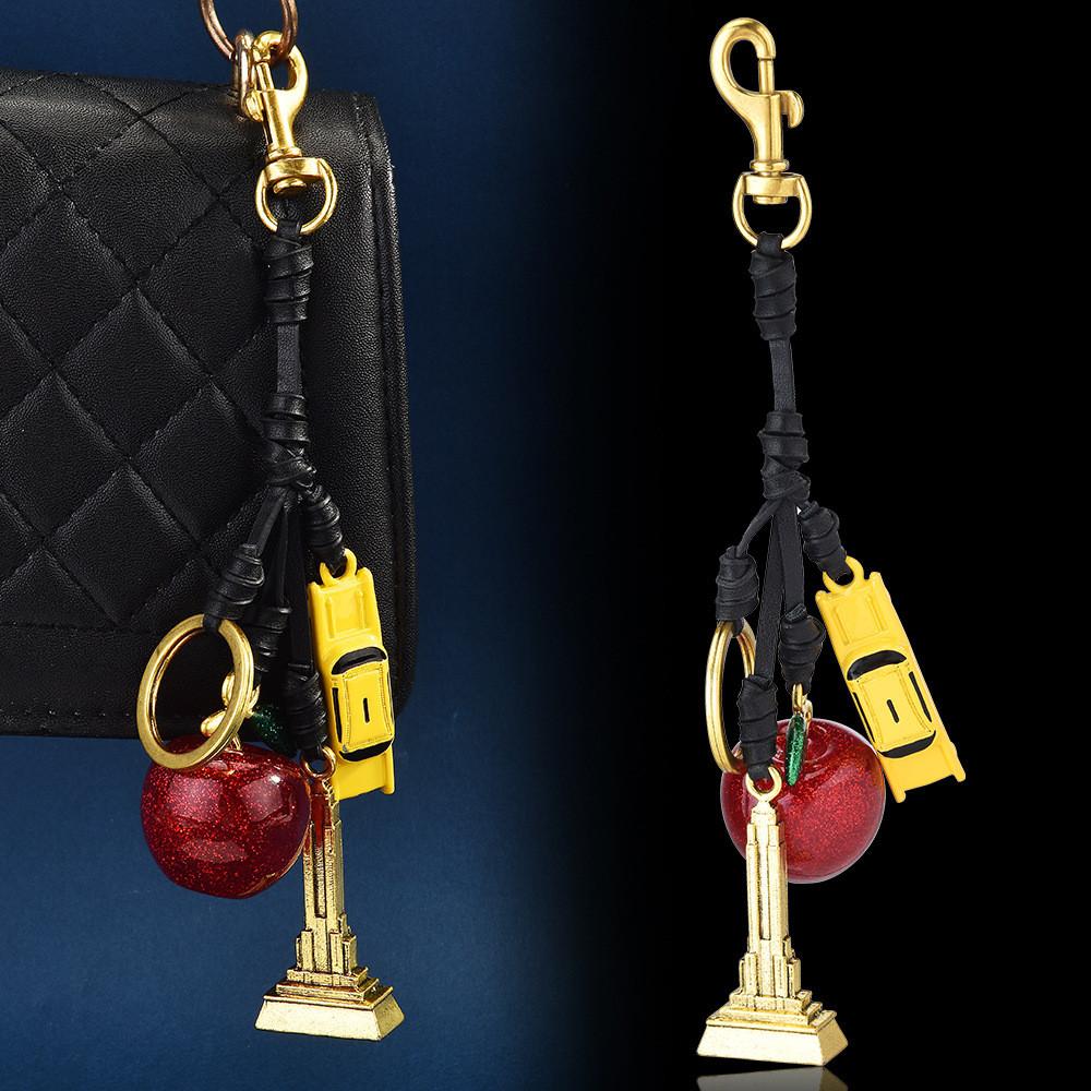 Apple Tower Keychain For Women Car Bag Accessory With Electroplated Metal Finish