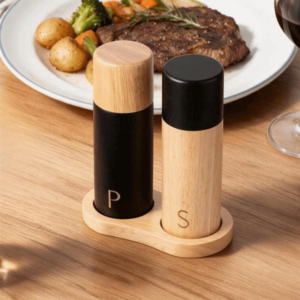 Manual Wooden Salt and Pepper Grinder Set 7 Inch Salt and Pepper Mill Spice Mill Bottle Kitchen