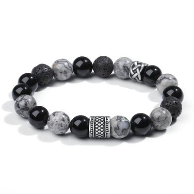 Bracelet Natural Stone Power Stone Obsidian Volcanic Stone Natural Map Stone Birthstone Large Jade Bracelet for Men Cool Energy Present Popular Gift