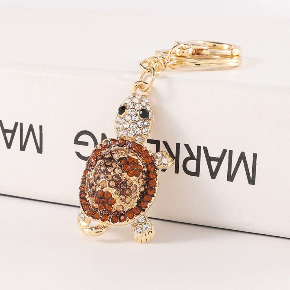 Zinc Zinc Alloy Rhinestones Turtle Keychain Mini Rhinestones Turtle Pendant Couple Gifts
