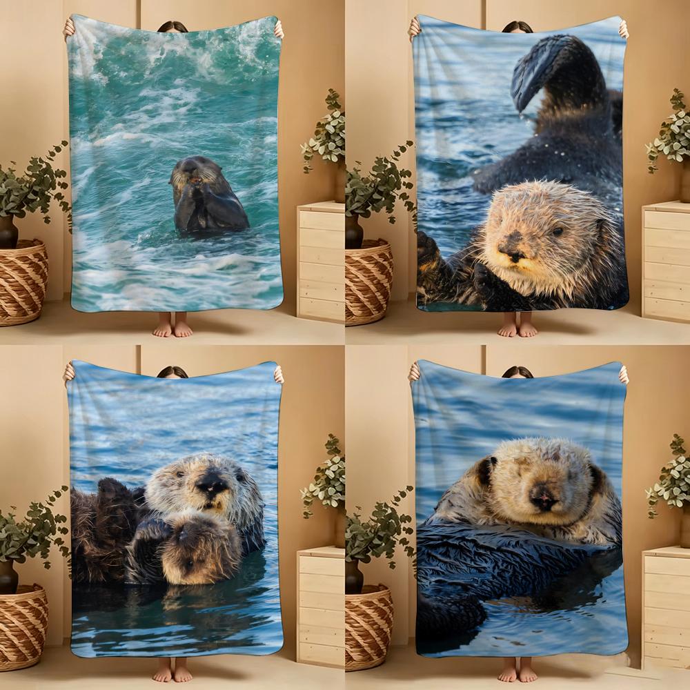 Marine Animal Sea Otters Throw Soft Warm Throw Blanket For Bedroom Living Room Bed Travel Camping Picnic Gift