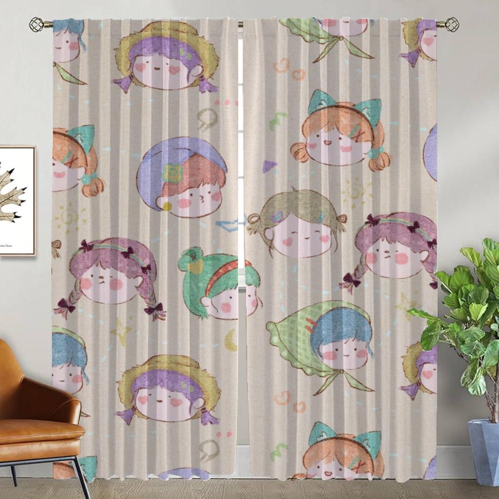 Söta Gardiner Barnrum Avdelningsgardiner för Sovrum Vardagsrum Gardiner Rullgardiner Halloweendekoration Kök Mörkläggning