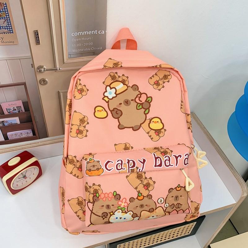 Kindergarten Primary School Students Schoolbag Cute Kapibara Boys And Girls Backpack Foreign Style Large Capacity Children'S Backpack Tide