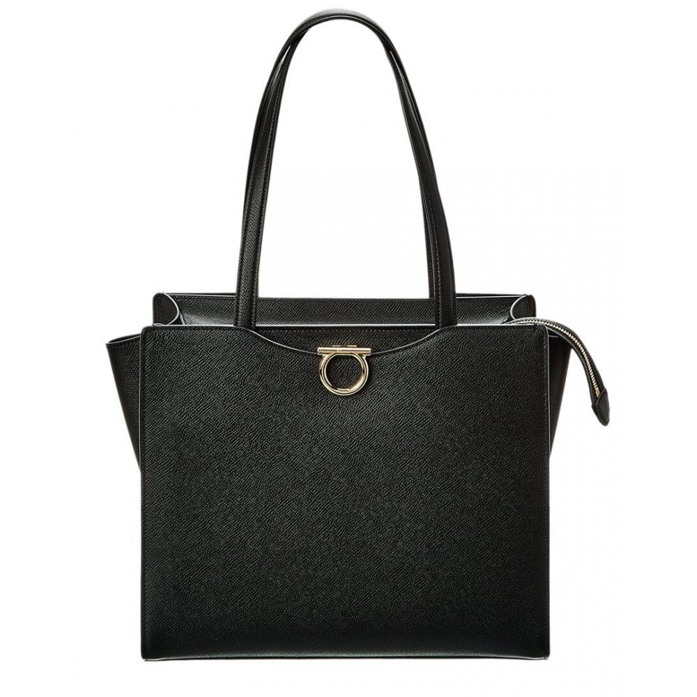 

Salvatore Ferragamo Ferragamo Gemini Leather Tote Black Medium