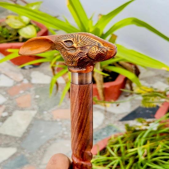91.44 Cm Walking Stick with Rabbit Head Handle, Luxury Wooden Brass Stick Best Giftsfor Men, Women