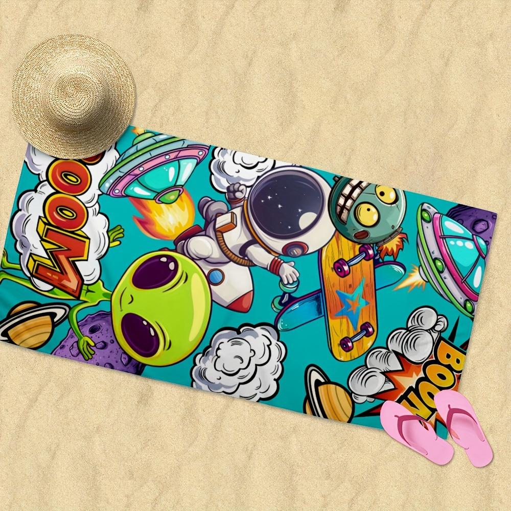 

Spaceman Funny Cartoon Beach Towel, Quick Dry Soft Lightweight Absorbent for Travel Pool Camping Gift W30*H60(CM)