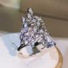Vintage White Gold Color Crystal Zirconia Finger Rings 925 Silver for Girl Trendy Wing Shape Party Women Jewelry Gift