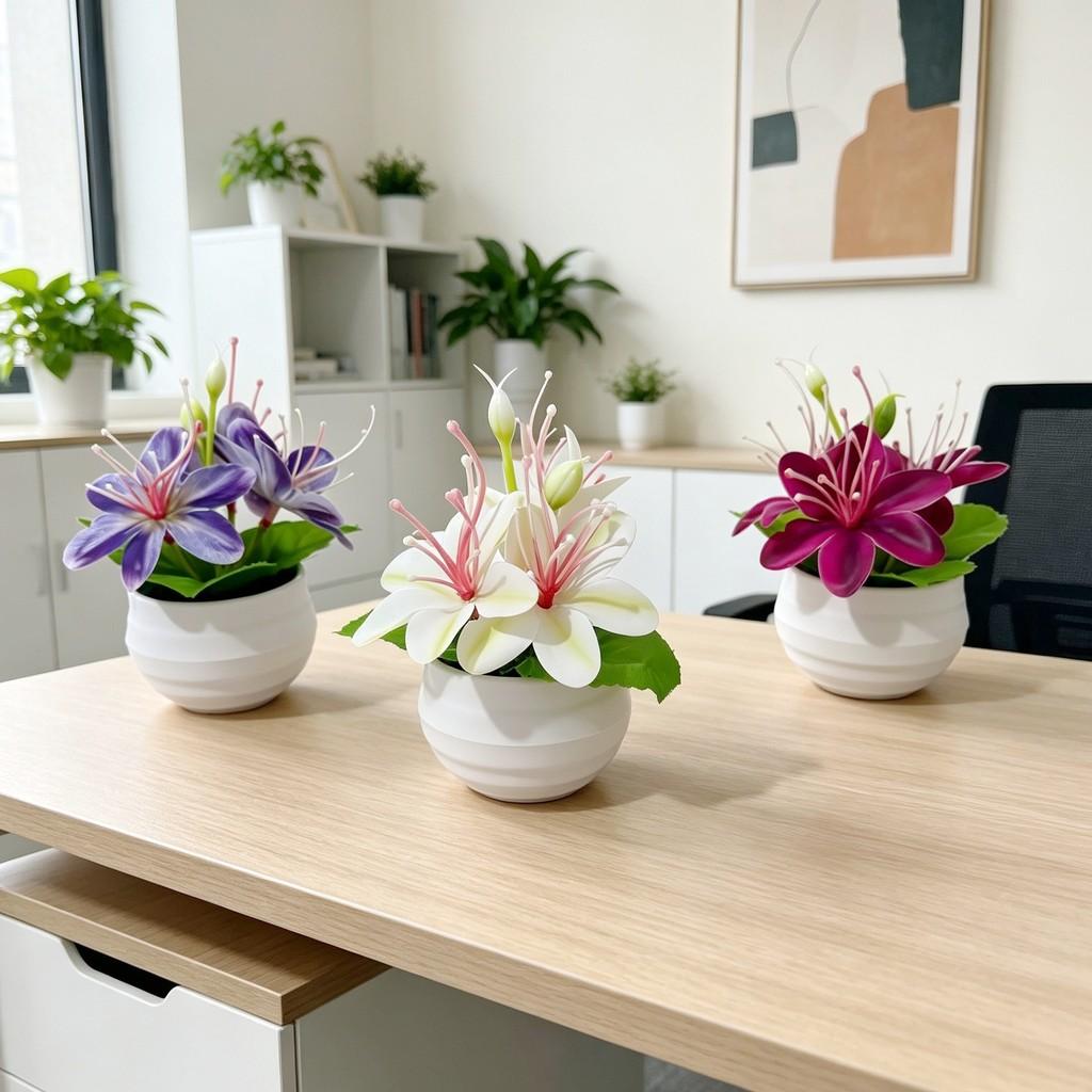 Mini Artificial Jasmine Bonsai Plant With Soft Plastic Leaves For Home Decor And Photography Props