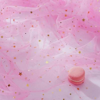 Star and Moon Sequin Mesh Fabric for DIY Decorative Projects