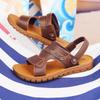Whoholl Patent Leather Men Sandals Male Summer Shoes Outdoor Casual Sandals Cowhide Beach Shoes Two Uses Men's Sandals Slippers