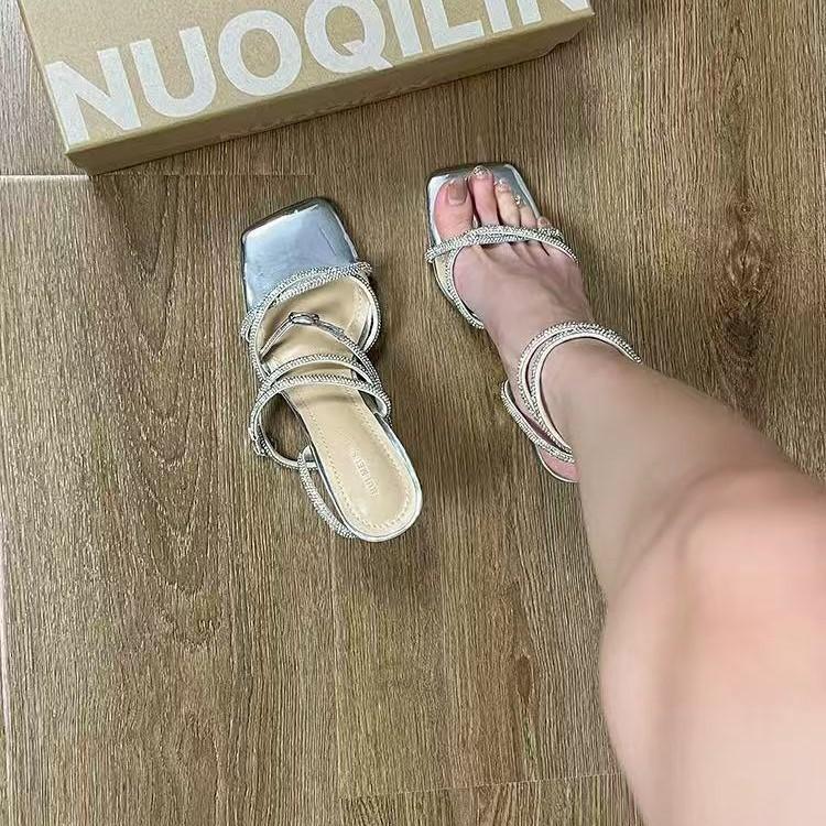 

Internet celebrity rhinestone sandals female cross strap 2025 new niche open toe with skirt fairy high heels summer stiletto 35