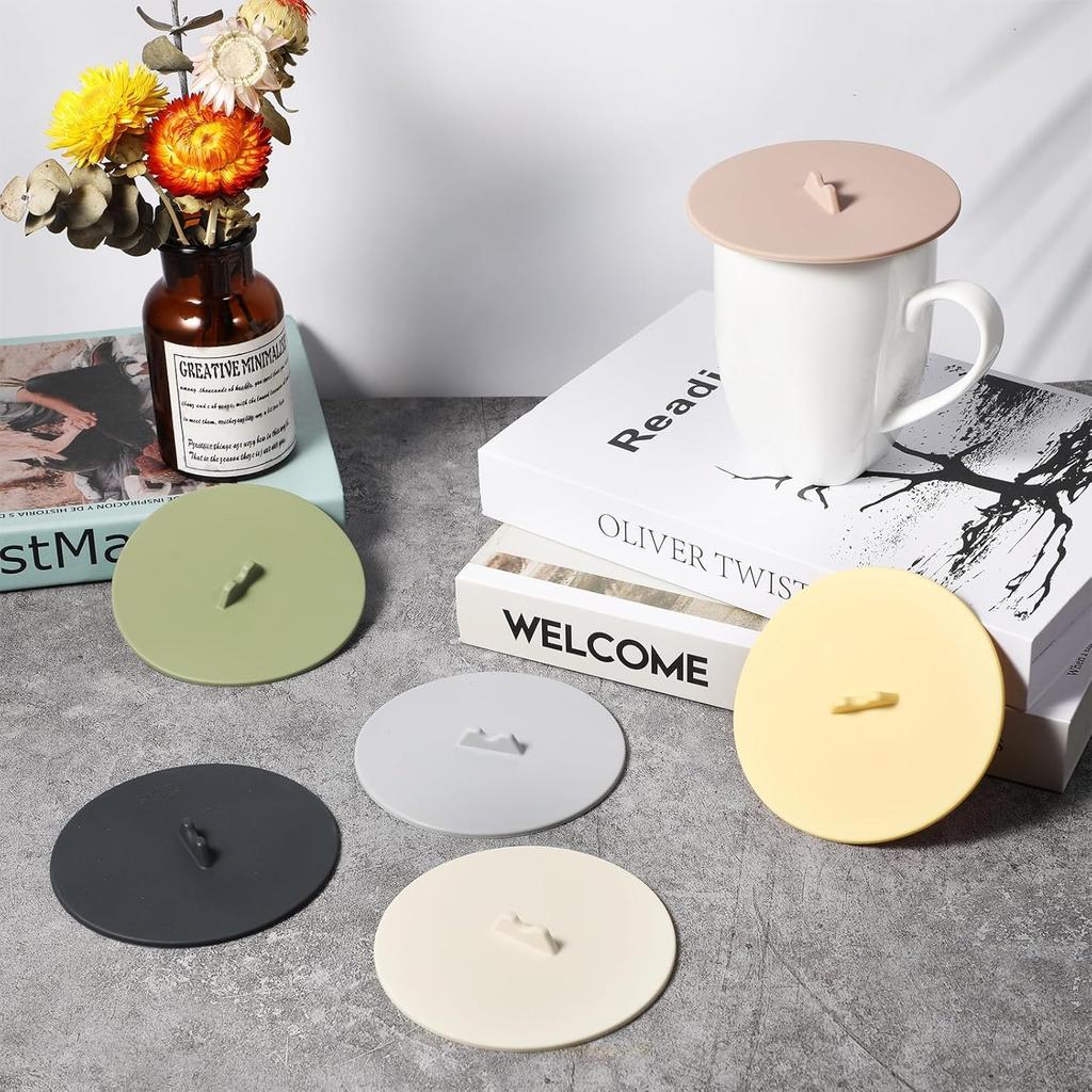 Silicone Lids for Cups, Ymapinc 6Pcs Silicone Cup Covers, Colored Universal Cup Lids, Reusable Mug Cover, Food Grade Dust-proof Airtight Seal Lids